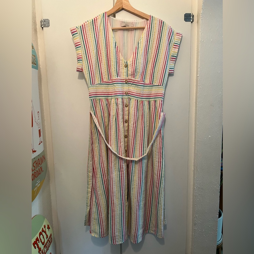 LOFT Multicolor Striped Casual Dress